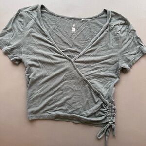 Me to We Grayish Wrap Crop Top